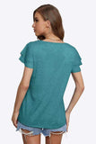 Tie-Neck Layered Flutter Sleeve Blouse - Trendsi - Flyclothing LLC