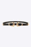 Double Buckle PU Leather Belt - Trendsi