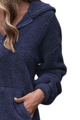 Half Zip Dropped Shoulder Oversized Hoodie - Trendsi - Flyclothing LLC