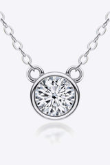925 Sterling Silver 1 Carat Moissanite Round Pendant Necklace - Trendsi - Flyclothing LLC