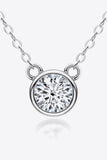 925 Sterling Silver 1 Carat Moissanite Round Pendant Necklace - Trendsi