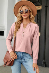 Notched Long Sleeve T-Shirt - Trendsi - Flyclothing LLC