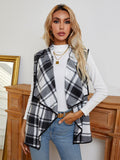 Plaid Open Front Vest - Trendsi