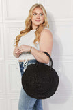 Justin Taylor Beach Date Straw Rattan Handbag in Black - Trendsi - Flyclothing LLC