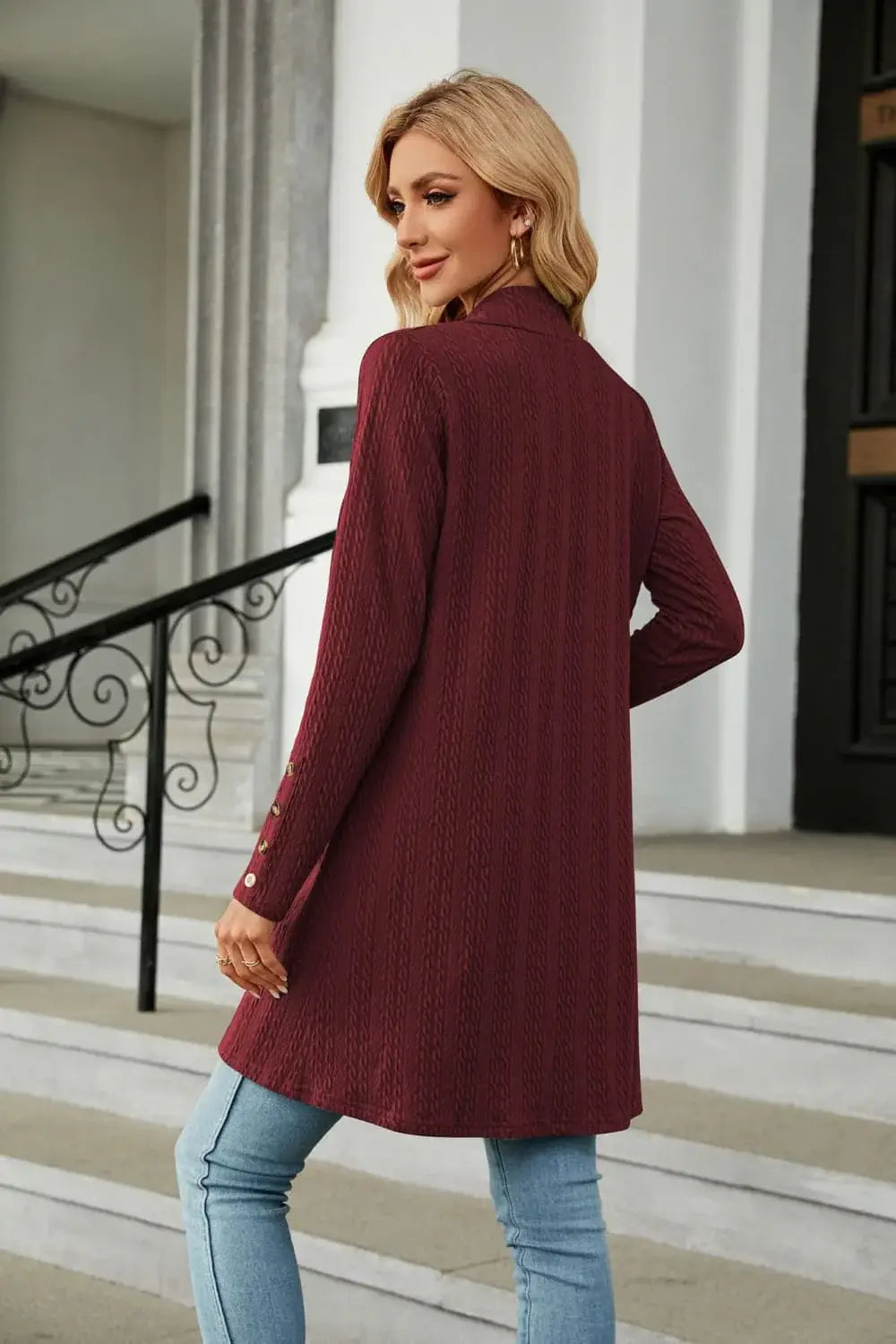 Long Sleeve Open Front Cardigan - Trendsi - Flyclothing LLC