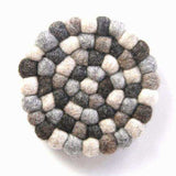 Hand Crafted Felt Ball Trivets from Nepal: Round, Greys - Global Groove (T) - Global Groove - Flyclothing LLC