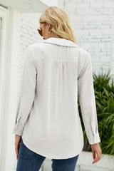 Swiss Dot Johnny Collar Blouse - Trendsi - Flyclothing LLC
