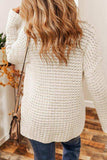 Openwork Round Neck Long Sleeve Sweater - Trendsi - Flyclothing LLC