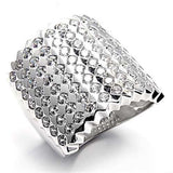 Alamode Rhodium Brass Ring with AAA Grade CZ in Clear - Alamode - Flyclothing LLC