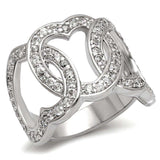 Alamode Rhodium Brass Ring with AAA Grade CZ in Clear - Alamode - Flyclothing LLC