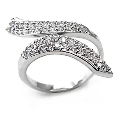 Alamode Rhodium Brass Ring with AAA Grade CZ in Clear - Alamode - Flyclothing LLC