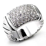 Alamode Rhodium Brass Ring with AAA Grade CZ in Clear - Alamode - Flyclothing LLC