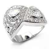 Alamode Rhodium Brass Ring with AAA Grade CZ in Clear - Alamode