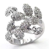 Alamode Rhodium Brass Ring with AAA Grade CZ in Clear - Alamode - Flyclothing LLC
