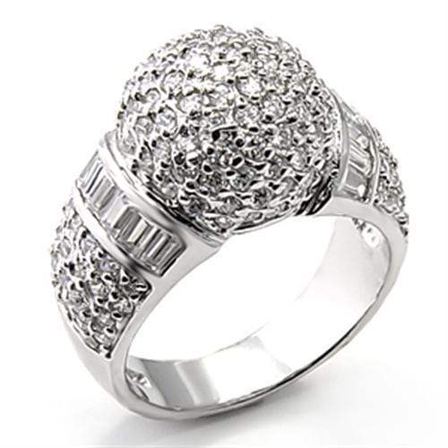 Alamode Rhodium 925 Sterling Silver Ring with AAA Grade CZ in Clear - Alamode - Flyclothing LLC