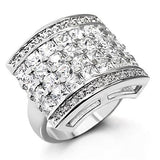 Alamode High-Polished 925 Sterling Silver Ring with AAA Grade CZ in Clear - Alamode