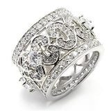 Alamode Rhodium 925 Sterling Silver Ring with AAA Grade CZ in Clear - Alamode