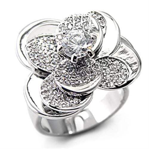 Alamode Rhodium 925 Sterling Silver Ring with AAA Grade CZ in Clear - Alamode - Flyclothing LLC