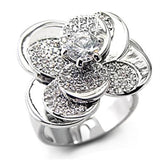Alamode Rhodium 925 Sterling Silver Ring with AAA Grade CZ in Clear - Alamode