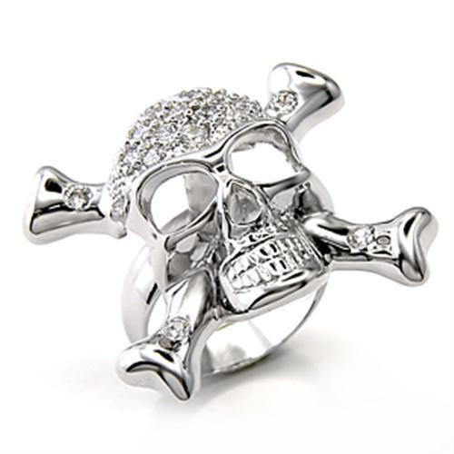 Alamode Rhodium 925 Sterling Silver Ring with AAA Grade CZ in Clear - Alamode