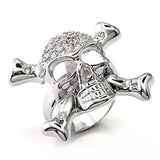Alamode Rhodium 925 Sterling Silver Ring with AAA Grade CZ in Clear - Alamode