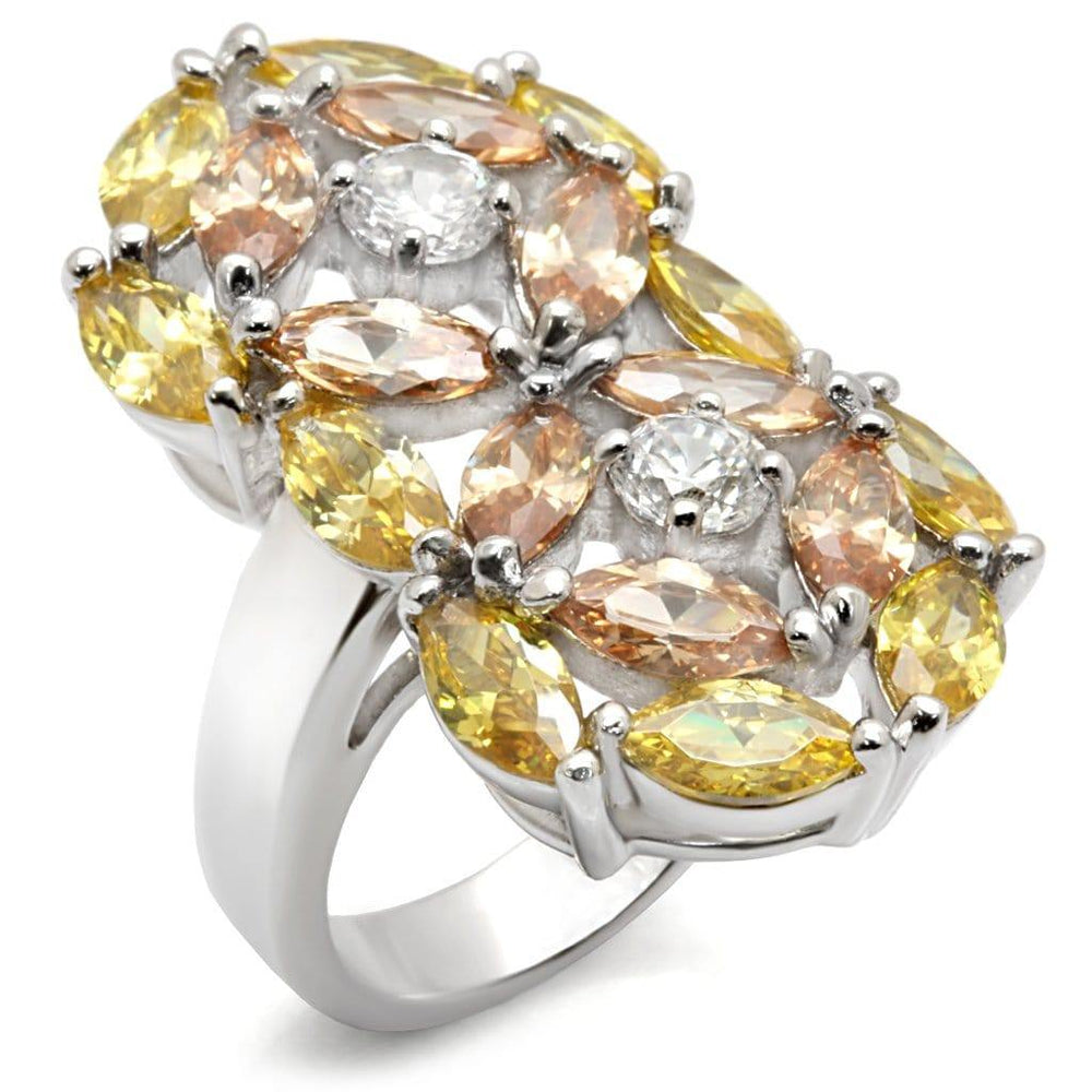 Alamode Rhodium 925 Sterling Silver Ring with AAA Grade CZ in Multi Color - Alamode