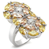 Alamode Rhodium 925 Sterling Silver Ring with AAA Grade CZ in Multi Color - Alamode