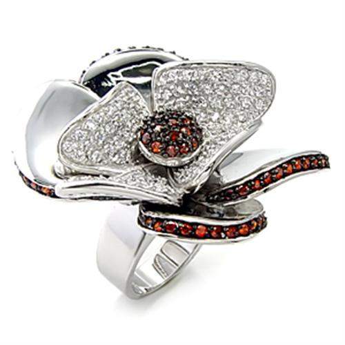 Alamode Rhodium + Ruthenium 925 Sterling Silver Ring with AAA Grade CZ in Garnet - Alamode - Flyclothing LLC