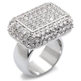 Alamode Rhodium 925 Sterling Silver Ring with AAA Grade CZ in Clear - Alamode