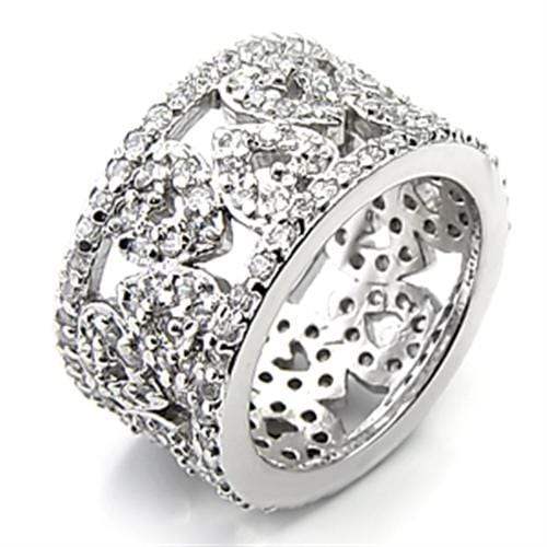Alamode Rhodium 925 Sterling Silver Ring with AAA Grade CZ in Clear - Alamode - Flyclothing LLC