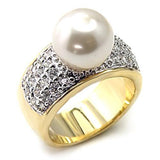 Alamode Gold+Rhodium 925 Sterling Silver Ring with Synthetic Pearl in White - Alamode