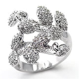 Alamode Rhodium 925 Sterling Silver Ring with AAA Grade CZ in Clear - Alamode