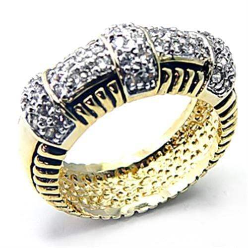 Alamode Gold+Rhodium 925 Sterling Silver Ring with AAA Grade CZ in Clear - Alamode - Flyclothing LLC