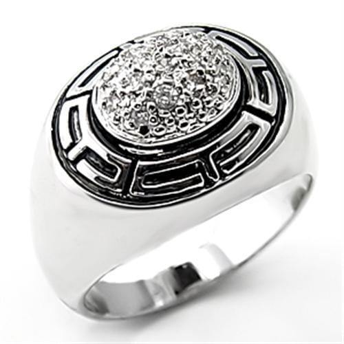 Alamode Rhodium 925 Sterling Silver Ring with AAA Grade CZ in Clear - Alamode
