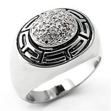Alamode Rhodium 925 Sterling Silver Ring with AAA Grade CZ in Clear - Alamode