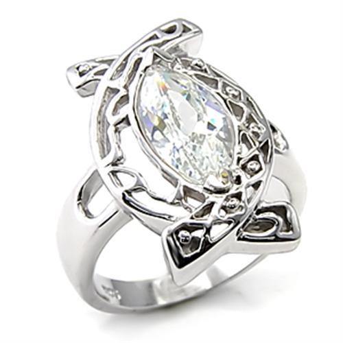 Alamode Rhodium 925 Sterling Silver Ring with AAA Grade CZ in Clear - Alamode