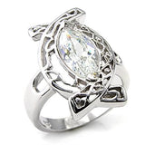 Alamode Rhodium 925 Sterling Silver Ring with AAA Grade CZ in Clear - Alamode