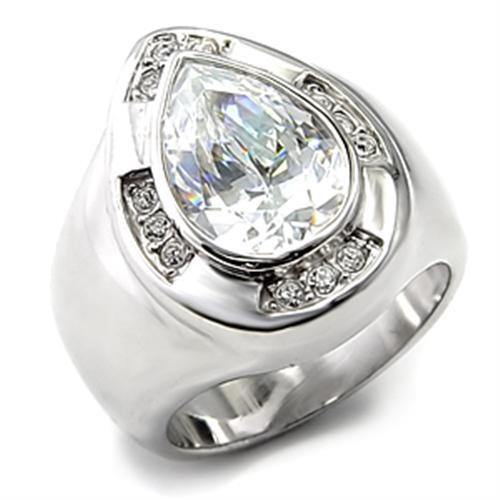 Alamode Rhodium 925 Sterling Silver Ring with AAA Grade CZ in Clear - Alamode
