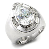 Alamode Rhodium 925 Sterling Silver Ring with AAA Grade CZ in Clear - Alamode