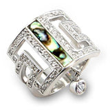 Alamode Rhodium 925 Sterling Silver Ring with Precious Stone Conch in Montana - Alamode