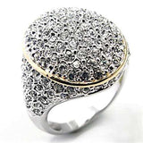 Alamode Reverse Two-Tone Brass Ring with Top Grade Crystal in Clear - Alamode - Flyclothing LLC