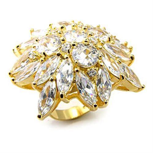 Alamode Gold 925 Sterling Silver Ring with AAA Grade CZ in Clear - Alamode