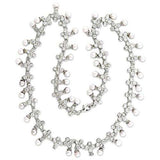 Alamode Rhodium Brass Necklace with Synthetic Pearl in White - Alamode - Flyclothing LLC