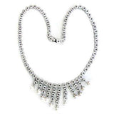 Alamode Rhodium Brass Necklace with Synthetic Pearl in White - Alamode - Flyclothing LLC