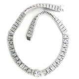 Alamode Rhodium Brass Necklace with AAA Grade CZ in Clear - Alamode - Flyclothing LLC