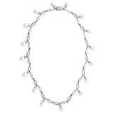 Alamode Rhodium 925 Sterling Silver Necklace with Synthetic Pearl in White - Alamode - Flyclothing LLC
