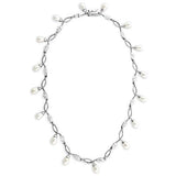 Alamode Rhodium 925 Sterling Silver Necklace with Synthetic Pearl in White - Alamode