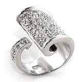 Alamode Rhodium 925 Sterling Silver Ring with Top Grade Crystal in Clear - Alamode