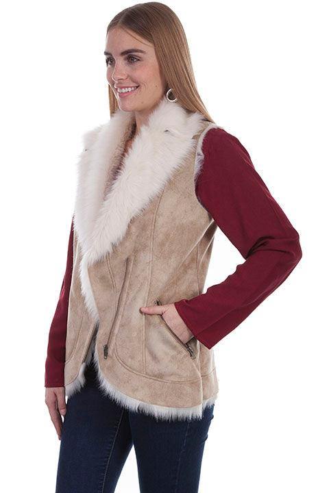 Scully lightweigt faux shearling vest beige - Scully Leather