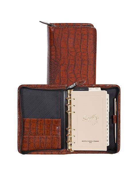Scully DARK BRN 6 RING WEEKLY ORGANIZER - Scully Leather